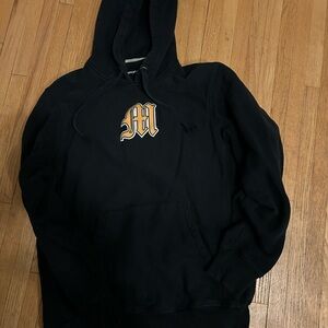 Black Hoodie with Gold M (MacStrength) Lettering